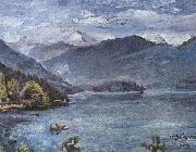 Lovis Corinth Walchensee, blaue Landschaft oil